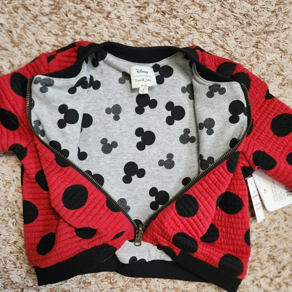 Disney Minnie Mouse Pippa & Julie Polka Dot Sweater Jacket‎ Back Minnie Design